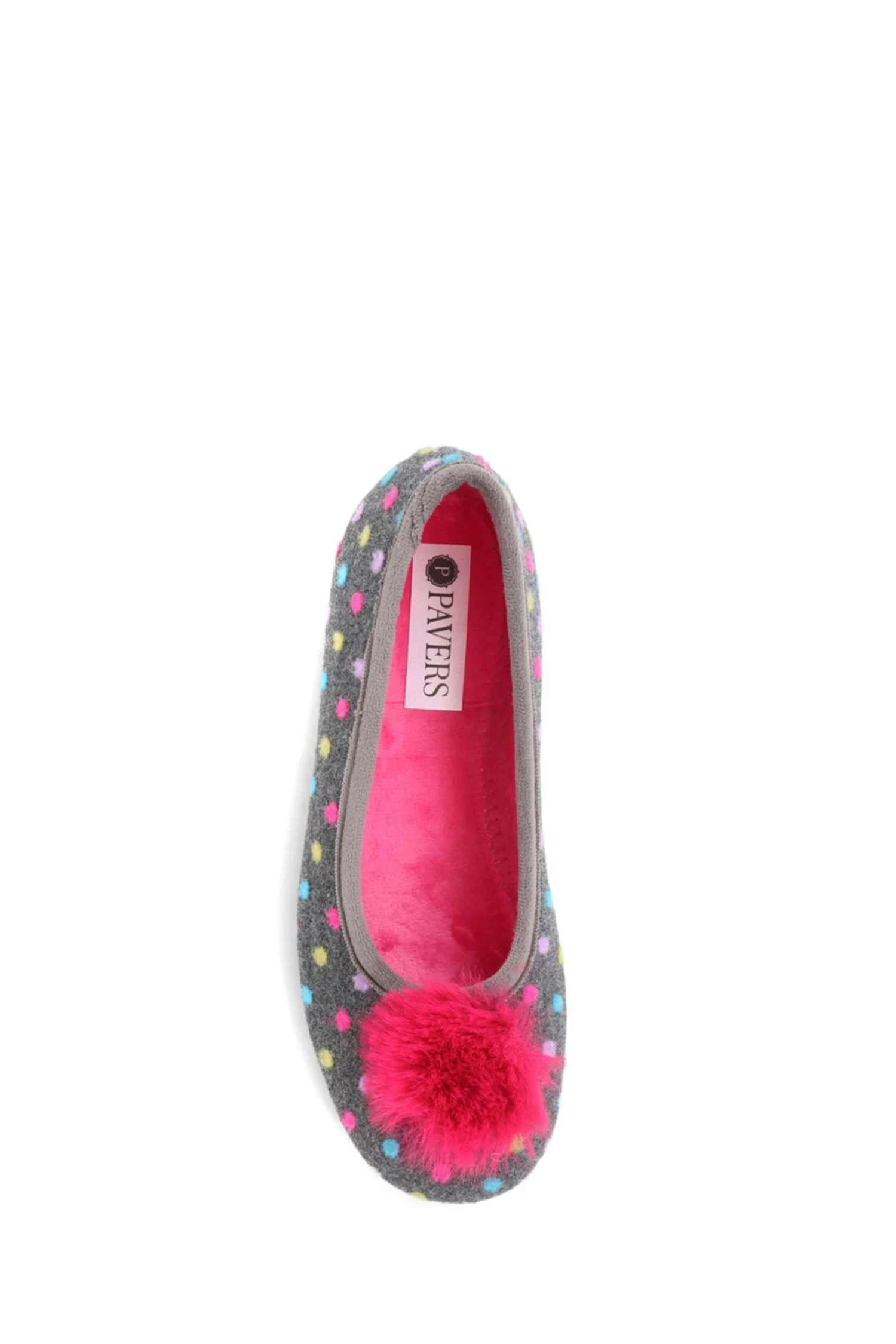 Pavers Grey Pom Pom Slip-On Slippers 4 Pavers Grey Pom Pom Slip-On Slippers - Image 4
