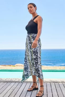 Next Blue Tie Dye Hanky Hem Midi Skirt