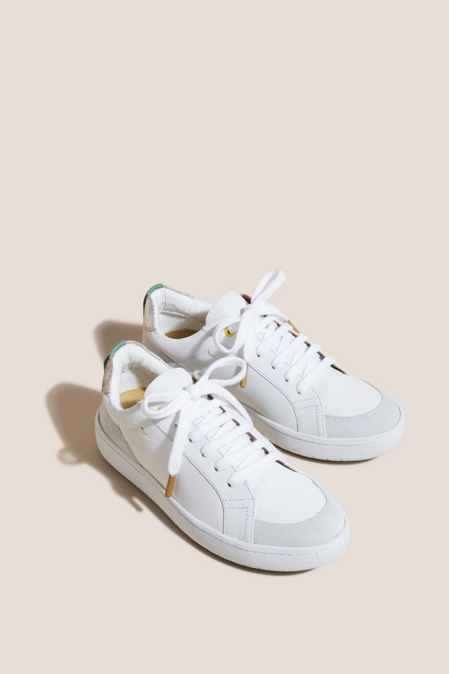 White Stuff Leather White Suede Trainers 2 White Stuff Leather White Suede Trainers - Image 2