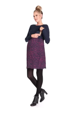 Seraphine BlueMaternity And Nursing Knitted Bodice Dress -Roman Store D09075s3 scaled