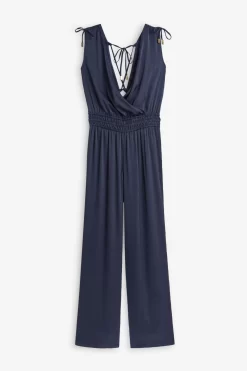 Next Satin V-Neckline Tie Back Wide Leg Jumpsuit -Roman Store D21 261s5 scaled