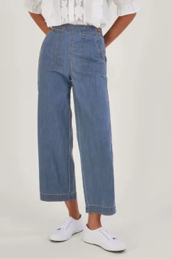 Monsoon Blue Harper Crop Wide Leg Pull-On Jeans