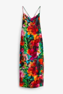 Myleene Klass Black Floral Satin Maxi Slip Dress -Roman Store D23838s9 scaled