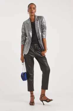 JD Williams Silver Sequin Single Breasted Suit: Blazer