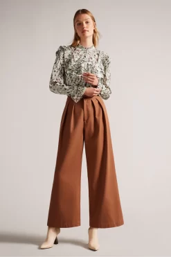 Ted Baker Green Indira Blouse With Ruffle Bib Detail -Roman Store D40087s3 scaled