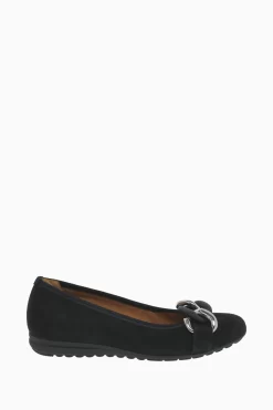 Gabor Sabia Black Suede Ballerina Shoes