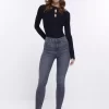 River Island Black Mid Rise Washed Jeans