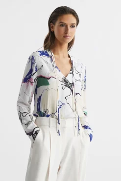 Reiss Mel V-Neck Printed Blouse 8 Reiss Mel V-Neck Printed Blouse -Roman Store D49 979s3 scaled