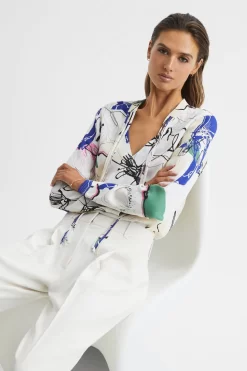 Reiss Mel V-Neck Printed Blouse 11 Reiss Mel V-Neck Printed Blouse -Roman Store D49 979s6 scaled