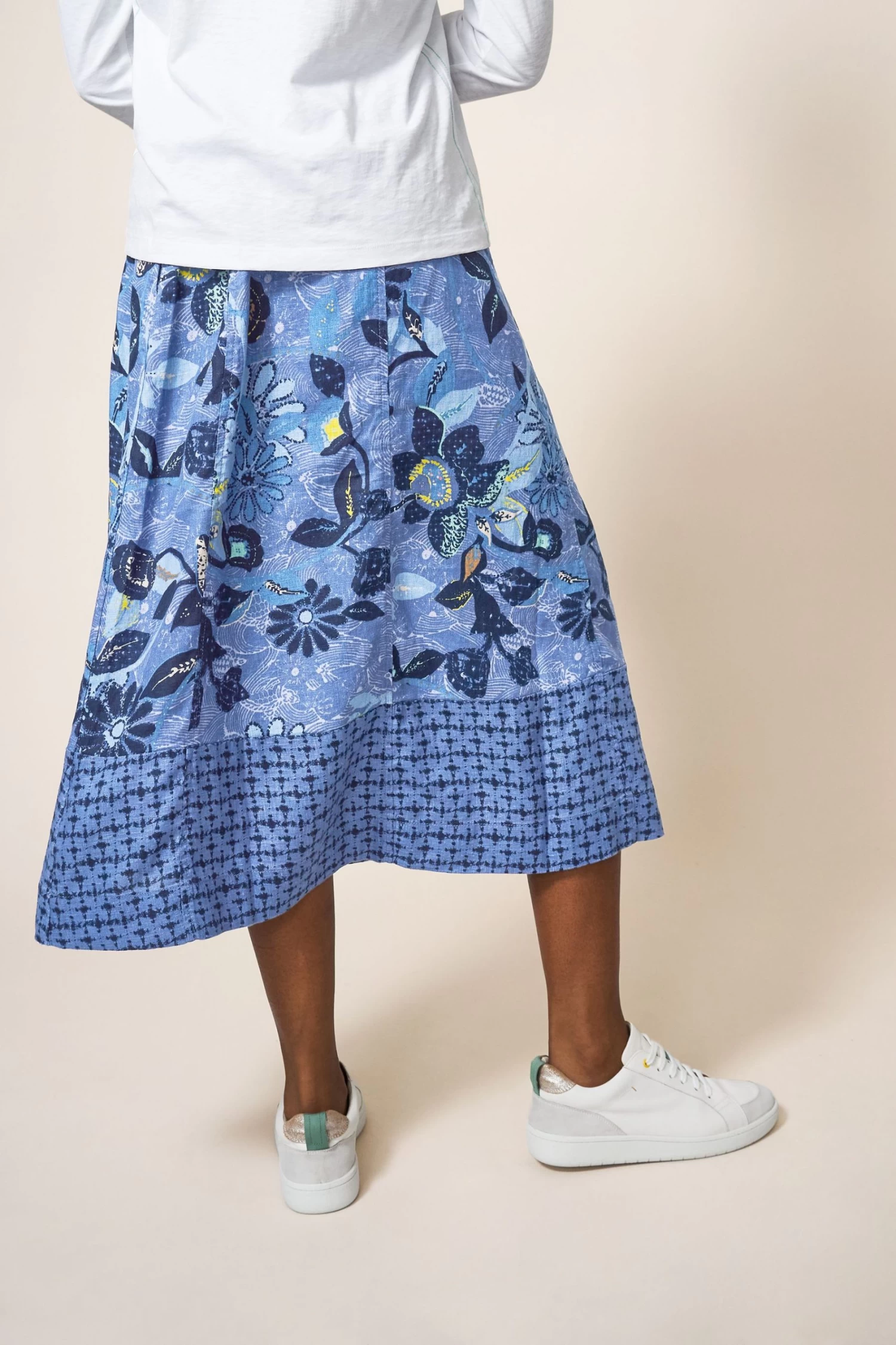 White Stuff Blue Ciara Linen Skirt 3 White Stuff Blue Ciara Linen Skirt - Image 3