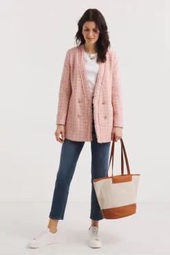 JD Williams Pink Rose Boucle Collarless Blazer -Roman Store D60 039s3 scaled