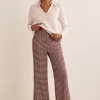 Boden Natural Relaxed Flare Wool Trousers