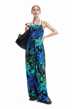 Desigual Tropical Green Print Wide Leg Jumpsuit
