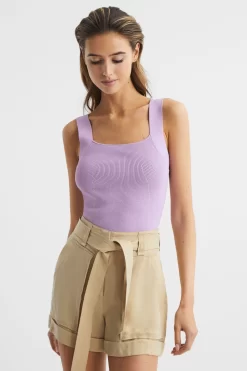 Reiss Tamara Square Neck Ribbed Vest
