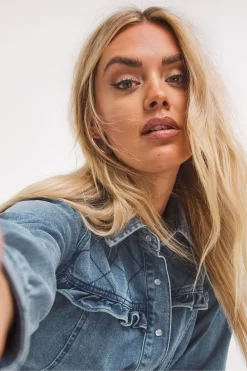 Simply Be Denim Quilted Ruffle Detail Dress -Roman Store D71069s4 scaled