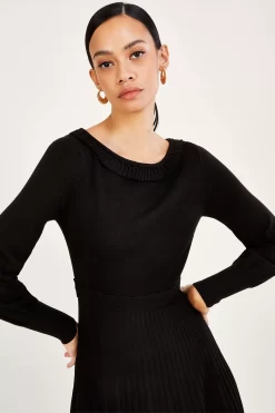 Monsoon Pleat Trim Black Midi Dress 6 Monsoon Pleat Trim Black Midi Dress -Roman Store D71597s3 scaled