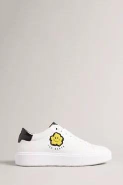 Ted Baker Maymay White Magnolia Flower Platform Sneakers