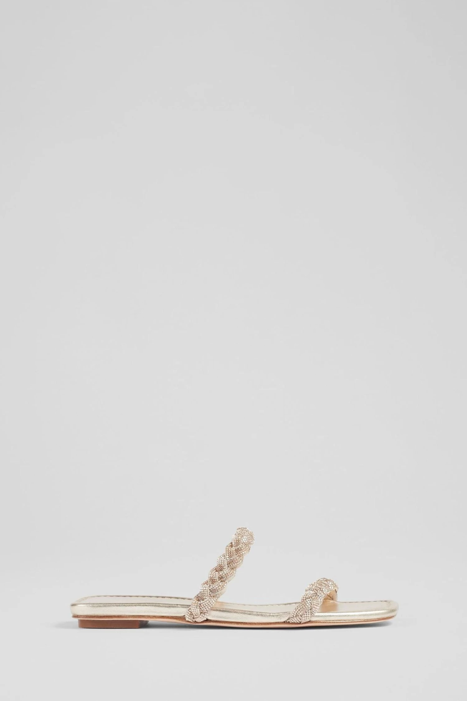 LK Bennett Yellow Ria Gold Leather And Crystal Plated Flat Sandals 1 LK Bennett Yellow Ria Gold Leather And Crystal Plated Flat Sandals