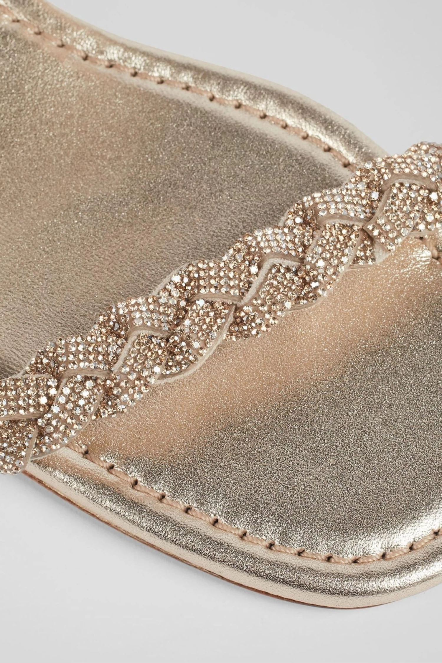 LK Bennett Yellow Ria Gold Leather And Crystal Plated Flat Sandals 4 LK Bennett Yellow Ria Gold Leather And Crystal Plated Flat Sandals - Image 4