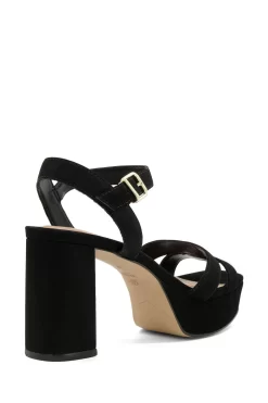 Dune London Black Molten Mid Heel Platform Sandals -Roman Store D83384s4 scaled