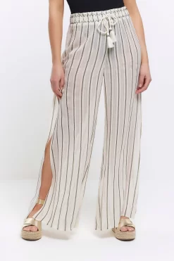 River Island Brown Stripe Palazzo Trousers