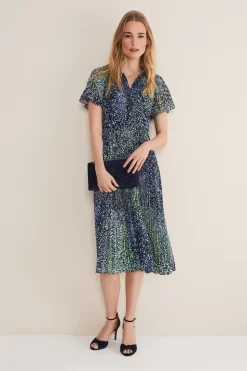 Phase Eight Blue Amelia Petal Shirt Dress