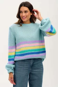 Sugarhill Brighton Aqua Blue Block Stripes Essie Jumper