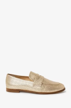 Boden Gold Woven Leather Loafers