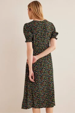Boden Short Sleeve Black Midi Dress -Roman Store D87419s2 scaled