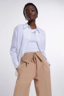 River Island Fold Over Waist Brown Trousers -Roman Store D87906s3 scaled