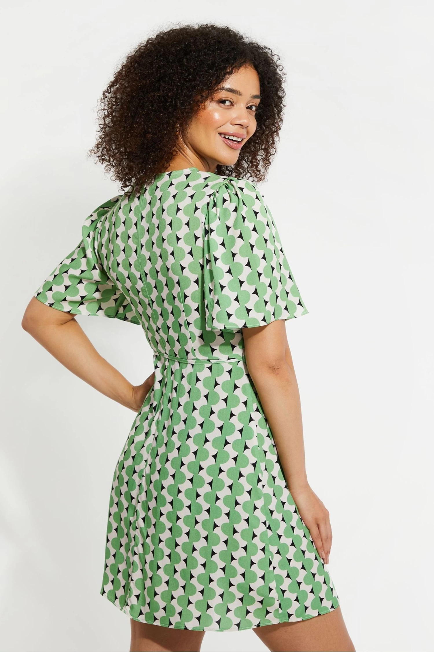 Threadbare Printed Tie Waist Mini Dress 3 Threadbare Printed Tie Waist Mini Dress - Image 3