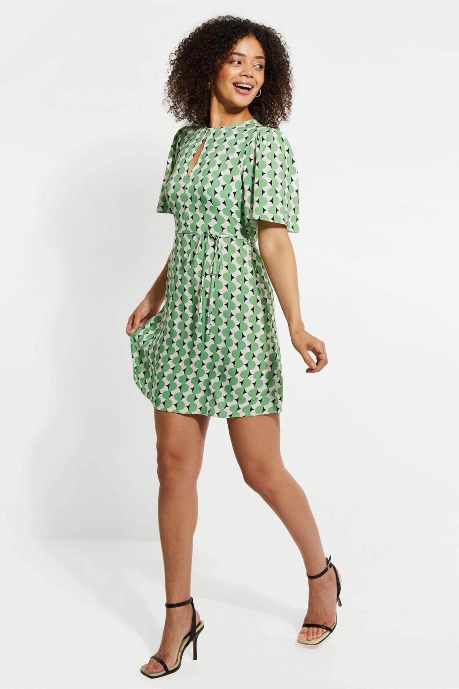 Threadbare Printed Tie Waist Mini Dress 4 Threadbare Printed Tie Waist Mini Dress - Image 4