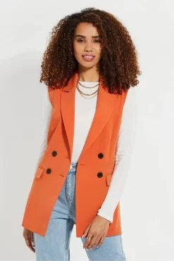 Threadbare Double Breasted Sleeveless Blazer