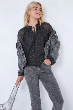 Dusk Burnout Heart Print High Neck Top