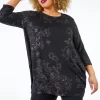 Roman Curve Shimmer Floral Print Top