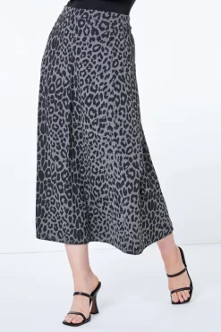 Roman Animal Print Flared Midi Skirt -Roman Store K24047s4 scaled