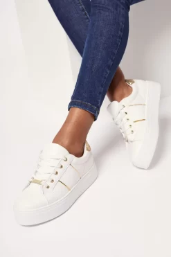 Lipsy Lace Up Low Top Flatform Faux Leather Trainer
