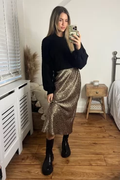 Style Cheat Cara Satin Bias Midi Skirt