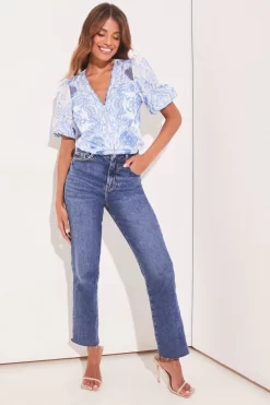 Lipsy V Neck Embroidered Blouse