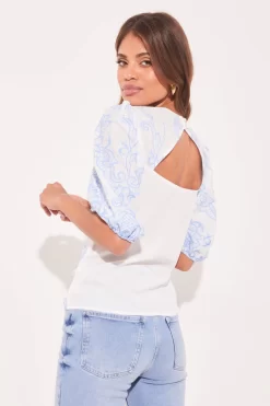 Lipsy V Neck Embroidered Blouse -Roman Store K33352s3 scaled