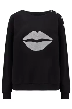 Pour Moi Lips Print Fleeceback Sweatshirt -Roman Store K35535s3 scaled