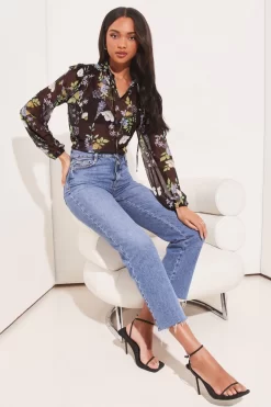 Lipsy Long Sleeve Open Neck Blouse -Roman Store K41516s3 scaled