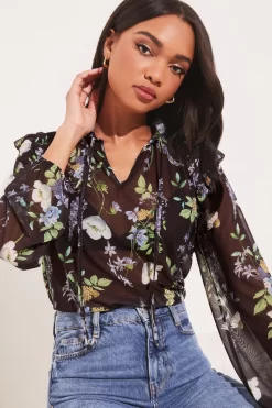 Lipsy Long Sleeve Open Neck Blouse -Roman Store K41516s4 scaled