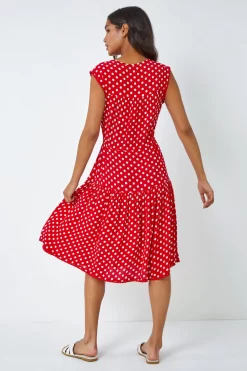 Roman Polka Dot Print Sleeveless Dress -Roman Store K43506s3 scaled