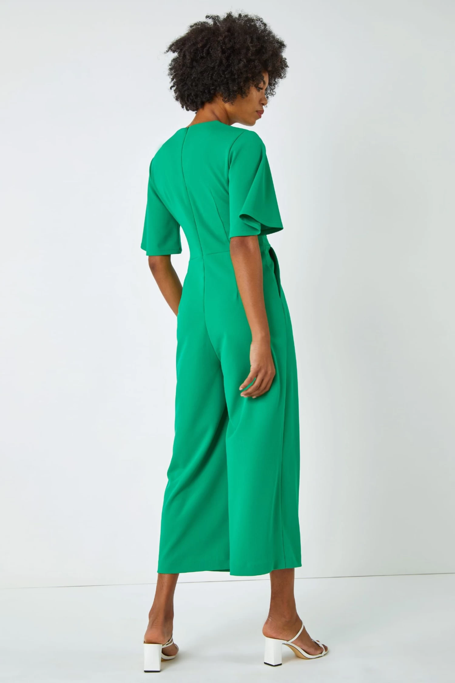 Roman Angel Sleeve Cropped Wrap Jumpsuit 3 Roman Angel Sleeve Cropped Wrap Jumpsuit - Image 3