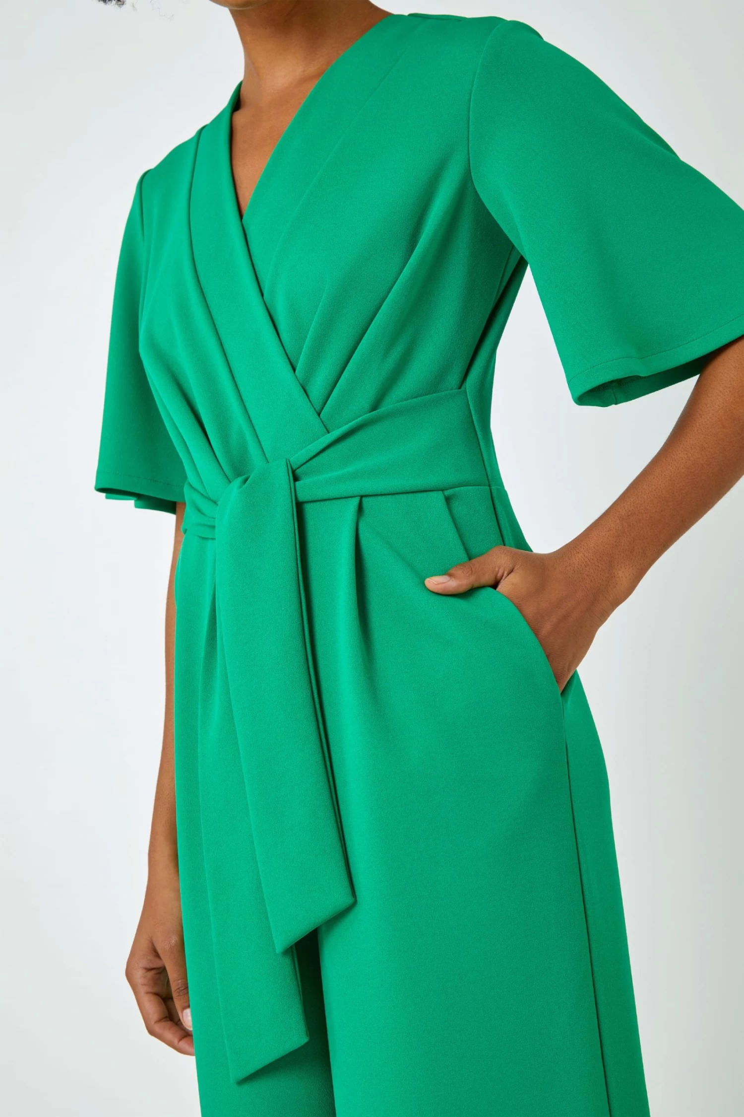 Roman Angel Sleeve Cropped Wrap Jumpsuit 5 Roman Angel Sleeve Cropped Wrap Jumpsuit - Image 5