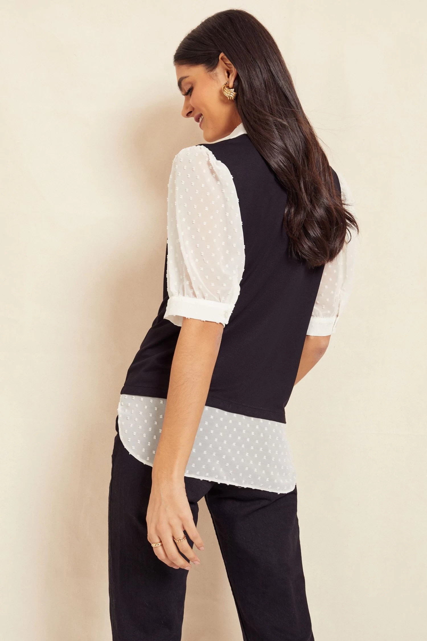 Friends Like These Short Sleeve 2in1 Collar Detail Top 2 Friends Like These Short Sleeve 2in1 Collar Detail Top - Image 2