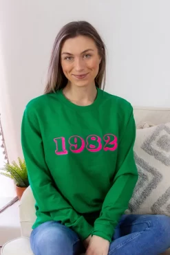 Neon Embroidered Year Of Birth Sweatshirt By Percy & Nell