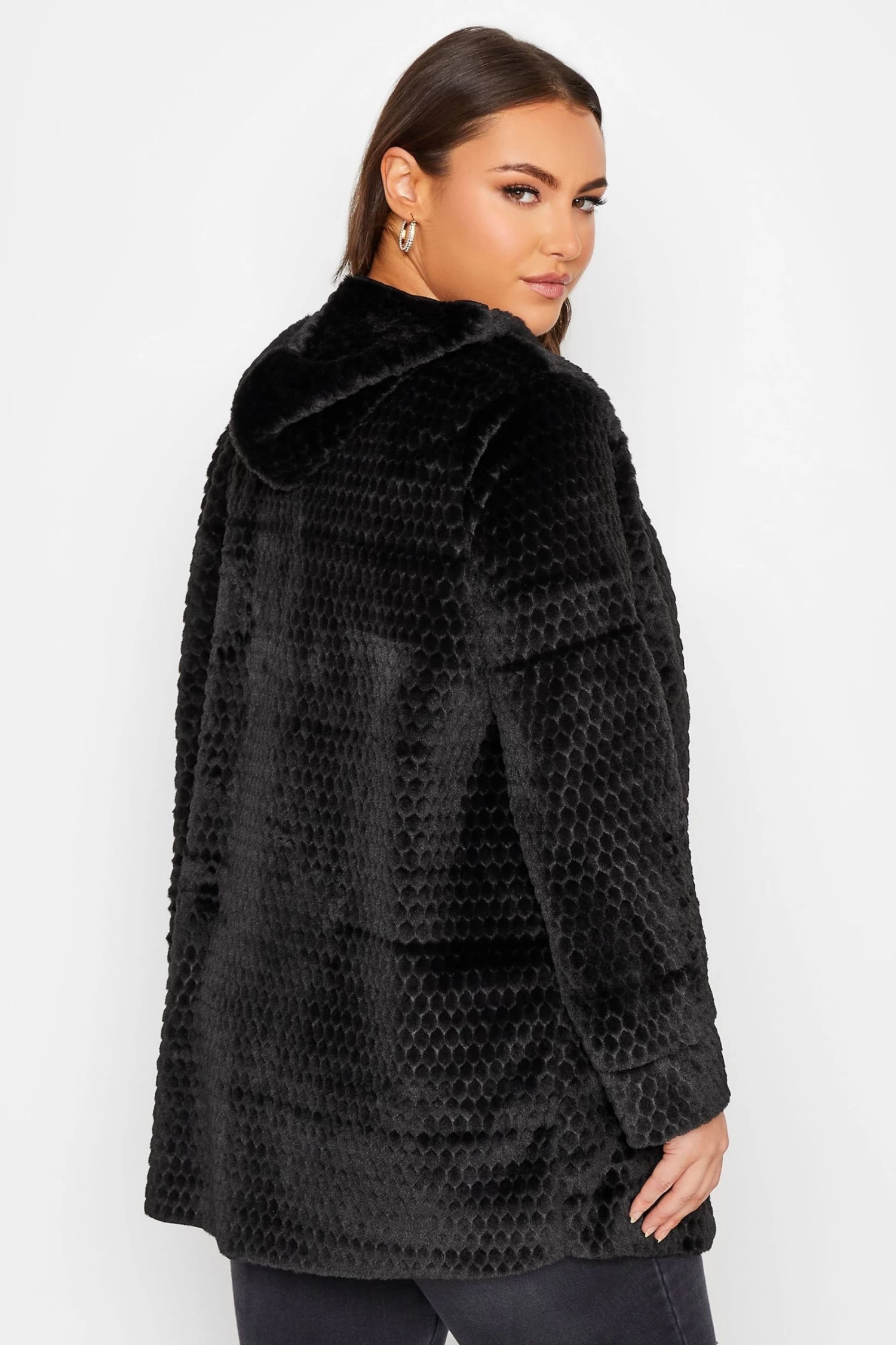 Yours Curve Luxury Hoodie Faux Fur Jacket 3 Yours Curve Luxury Hoodie Faux Fur Jacket - Image 3