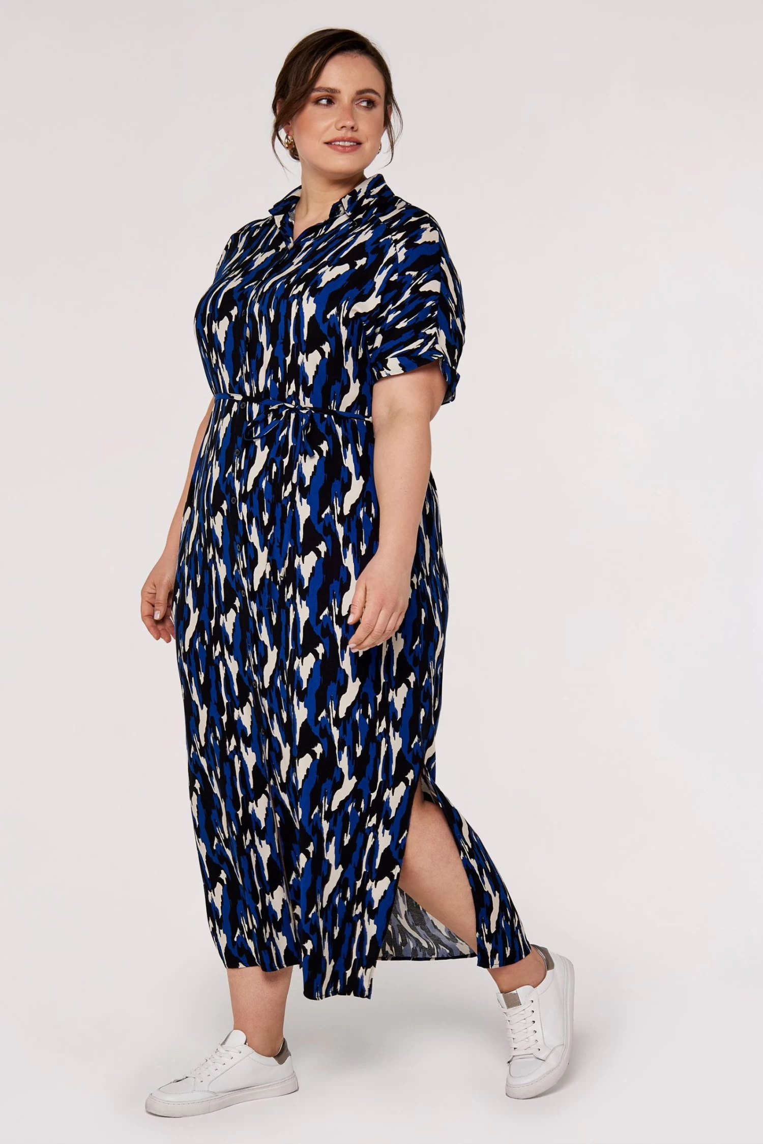 Apricot Brushstroke Camo Maxi Shirt Dress 1 Apricot Brushstroke Camo Maxi Shirt Dress